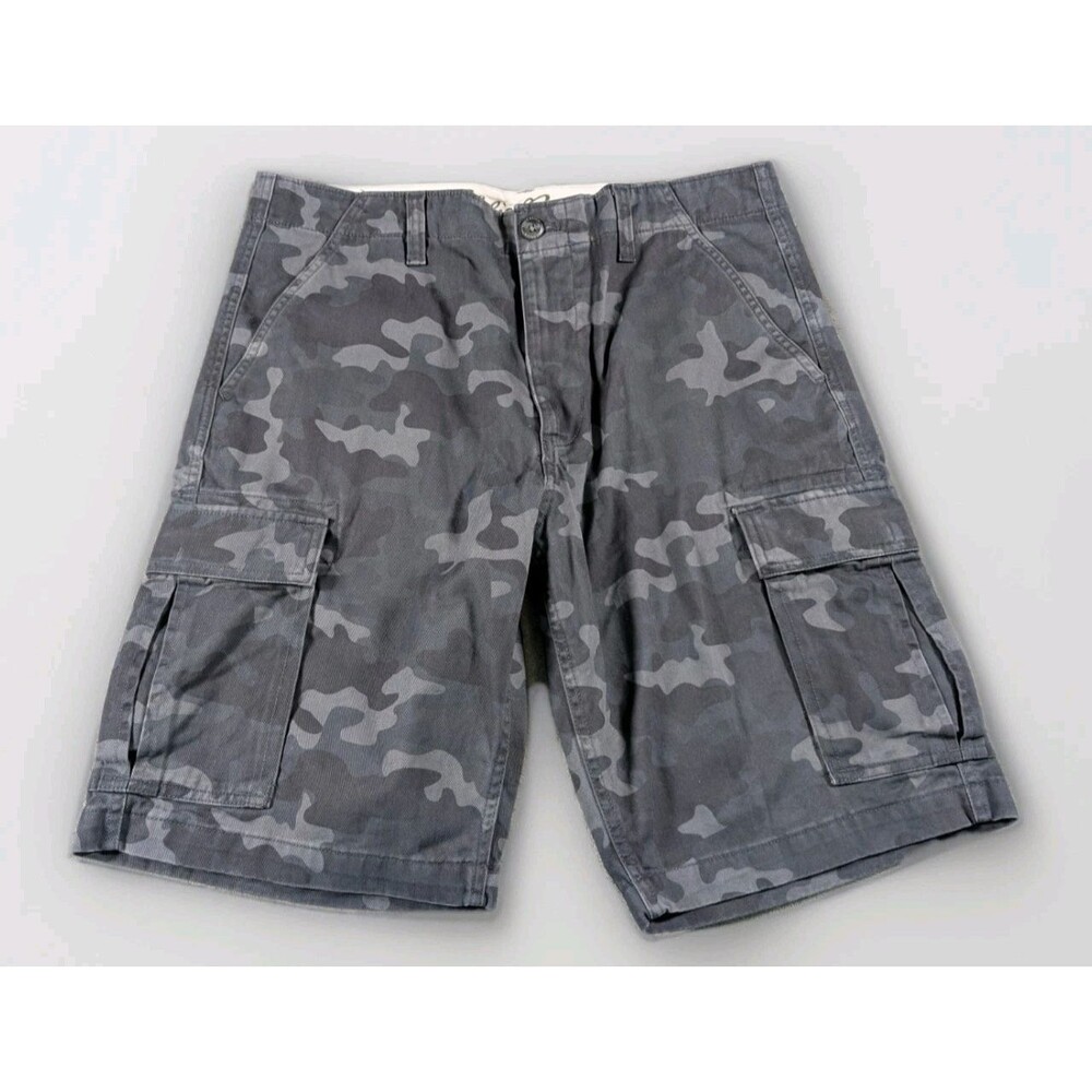 Eddie Bauer Camo Cargo Shorts Mens 33 Gray Bermuda Hiking Casual